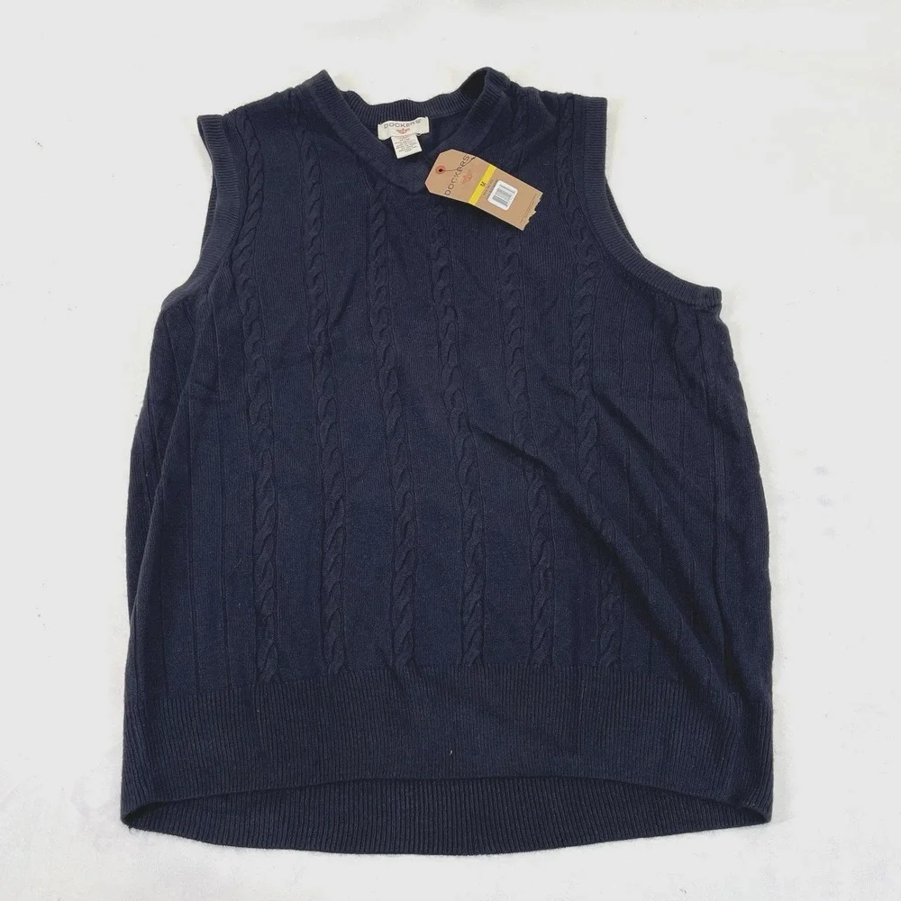 Dockers Comfort Touch Cabel‎ Knit Sleeveless Vest Mens Size M Blue NWT